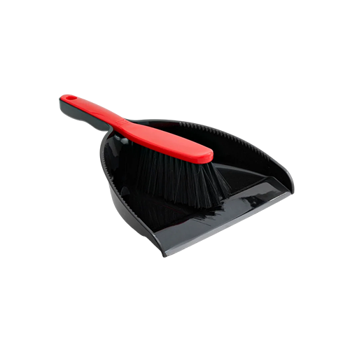 جاروف بالفرشة أسود مقبض أحمر